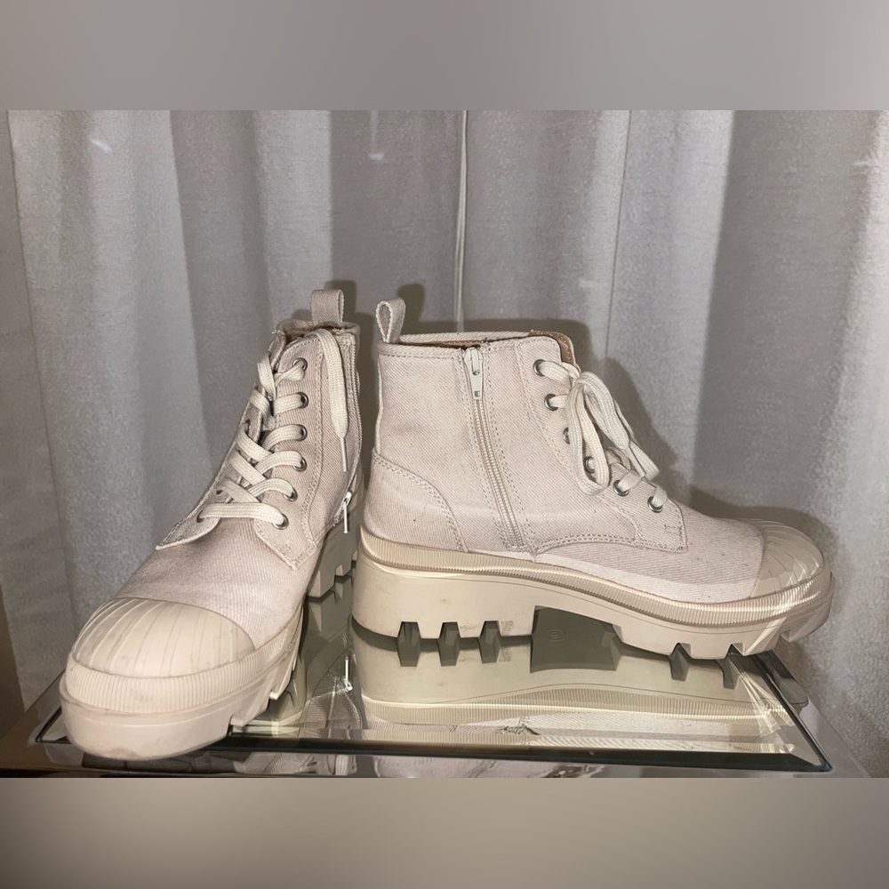 Cream combat boots